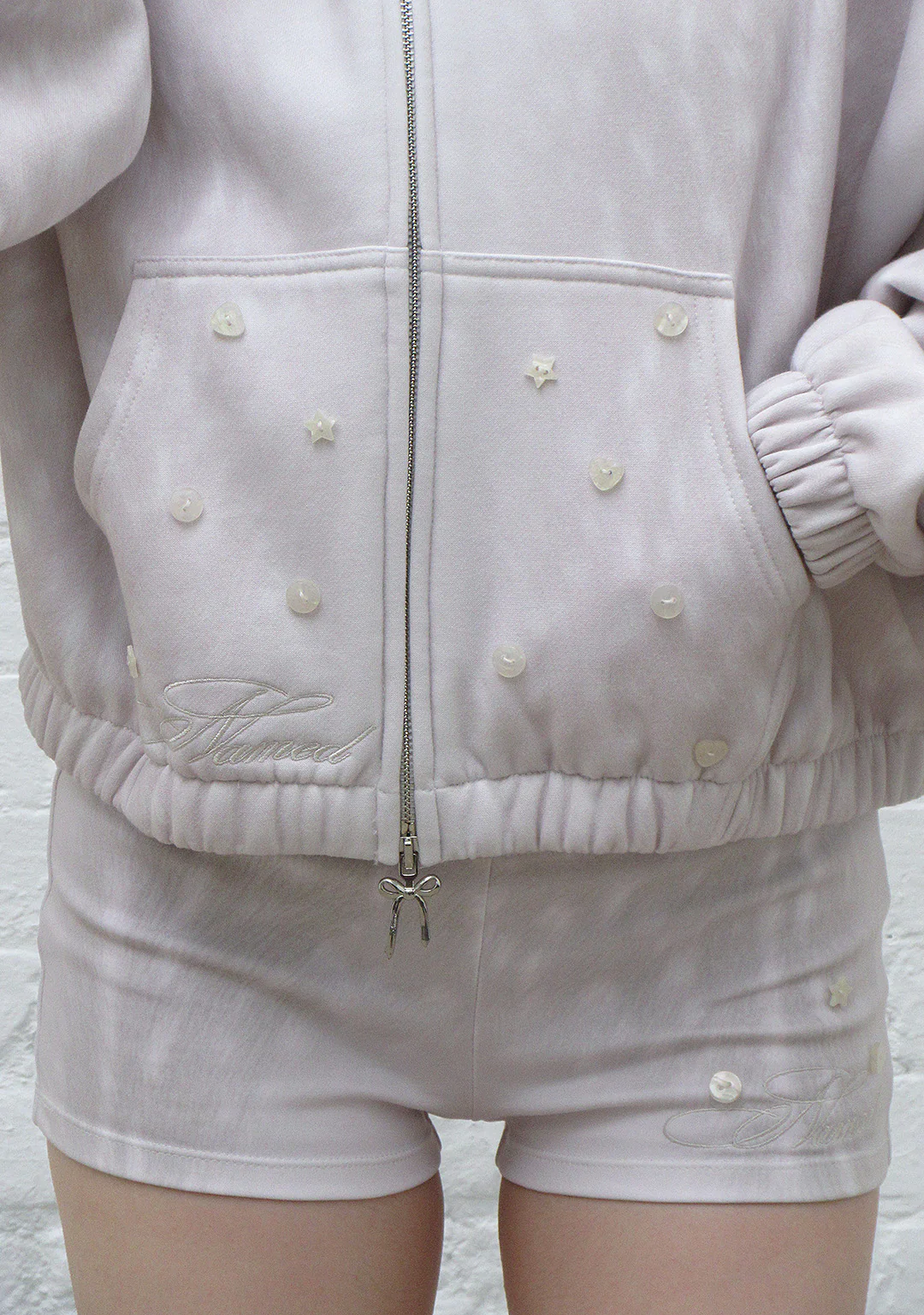 FAWN FAUX FUR CROP ZIP HOODIE OFF WHITE (DETACHABLE FUR) - Image 4
