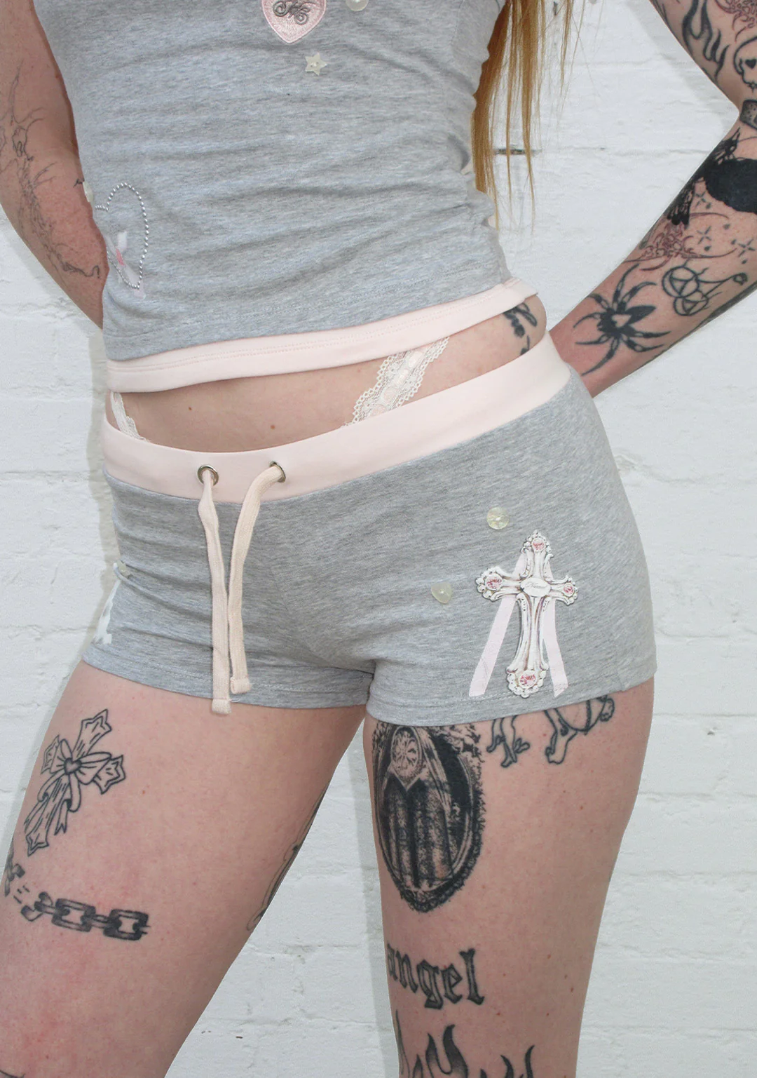 WHISPER MICRO HOTPANT SHORTS GREY MARL - Image 3